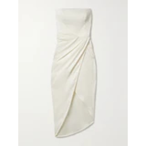 Gauge81 Lica Strapless Wrapeffect Linenblend Midi Dress - S - Off-White - Picture 1 of 6